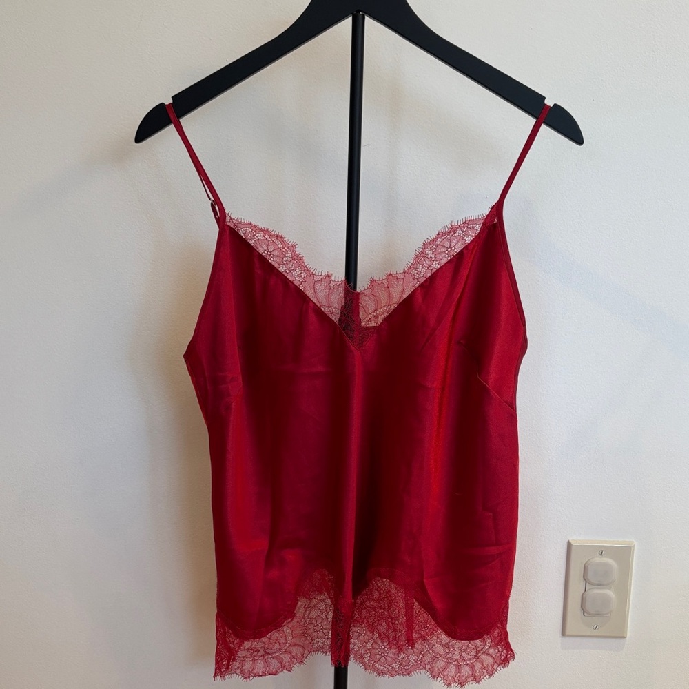 Victoria's Secret Red Satin Lace Cami Size L